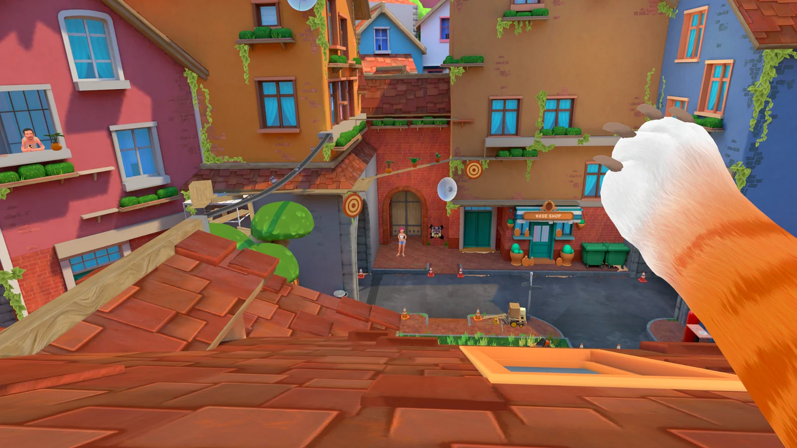 A real I Am Cat gameplay view across the neighborhood